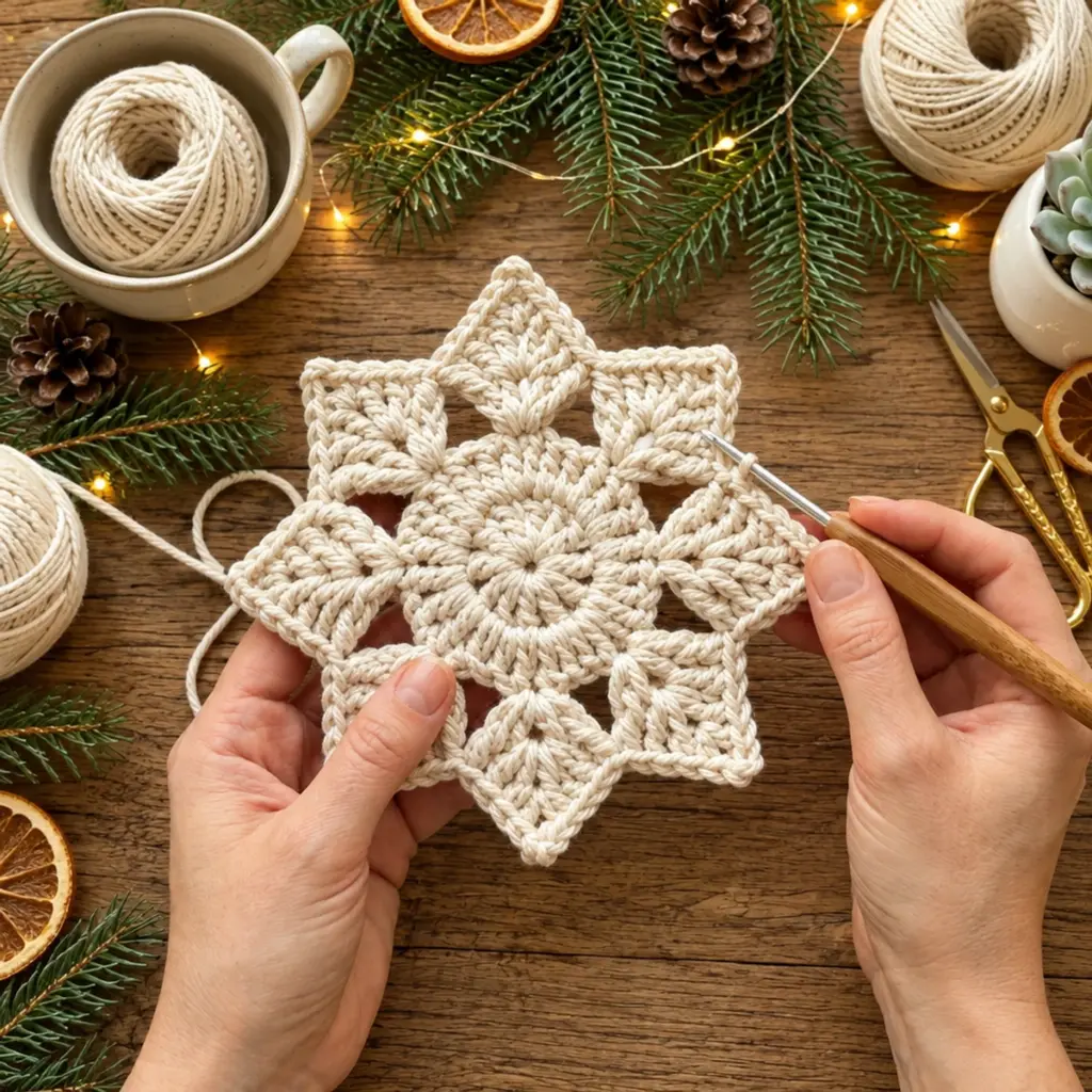 Create a Magical Eight-Point Crochet Snowflake Star Ornament article image 4