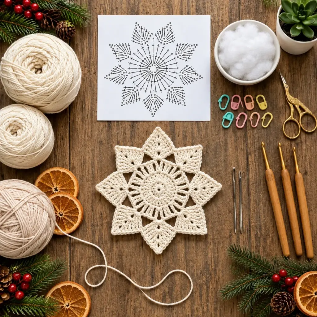 Elegant Eight-Point Crochet Snowflake Ornament: Cozy DIY Magic article image 2