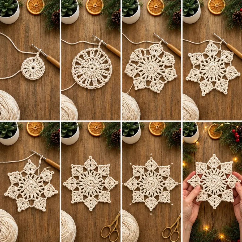 Elegant Eight-Point Crochet Snowflake Ornament: Cozy DIY Magic article image 3