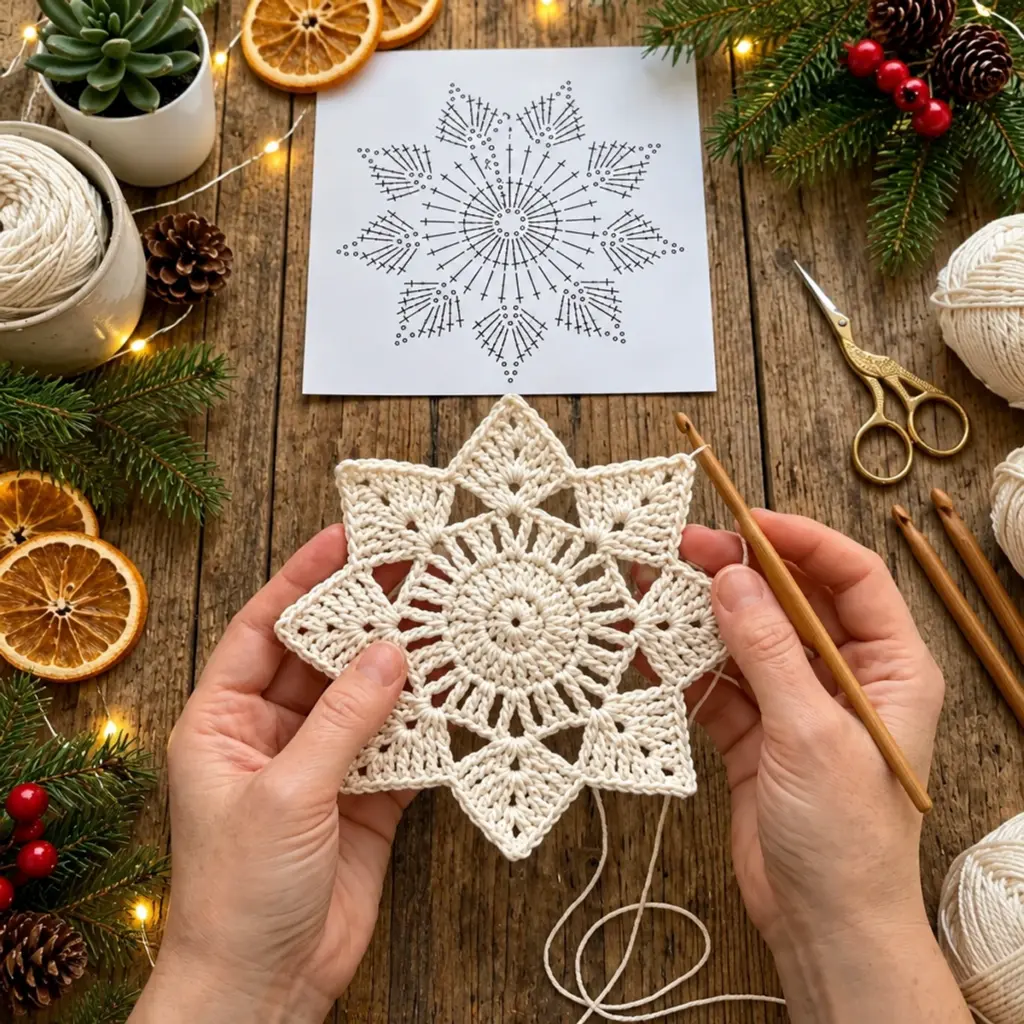 Elegant Eight-Point Crochet Snowflake Ornament: Cozy DIY Magic article image 4