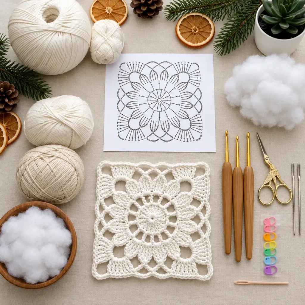 Elegant Ivory Lace Flower Square Crochet Guide article image 2