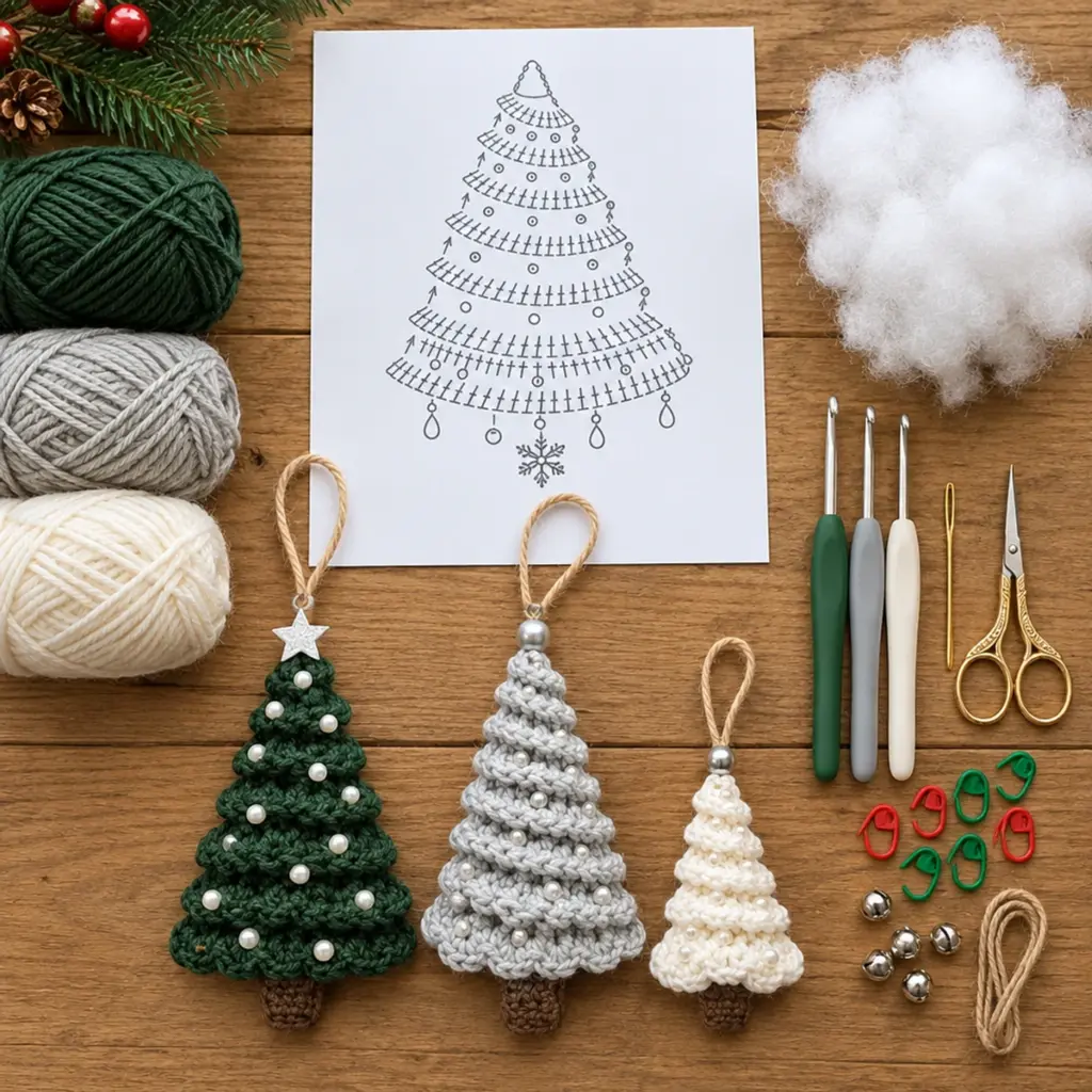 Elegant Spiral Crochet Christmas Tree Ornaments for Cozy Decor article image 2
