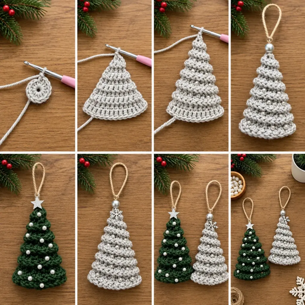 Elegant Spiral Crochet Christmas Tree Ornaments for Cozy Decor article image 3