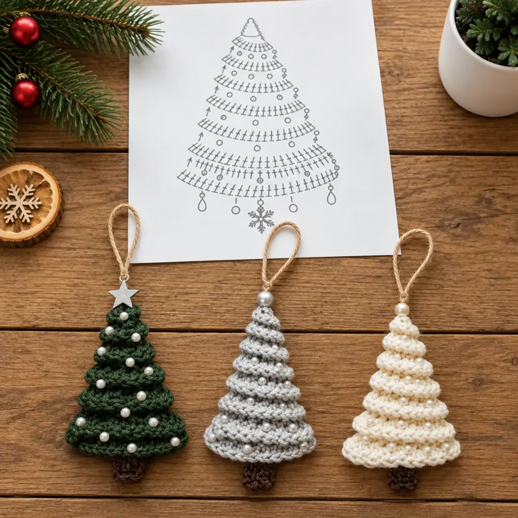 Elegant Spiral Crochet Christmas Tree Ornaments for Cozy Decor article image 4