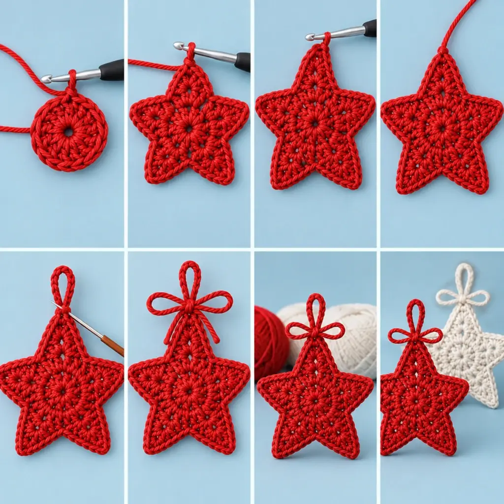 Cozy Five-Point Christmas Crochet Star Ornament Tutorial article image 3