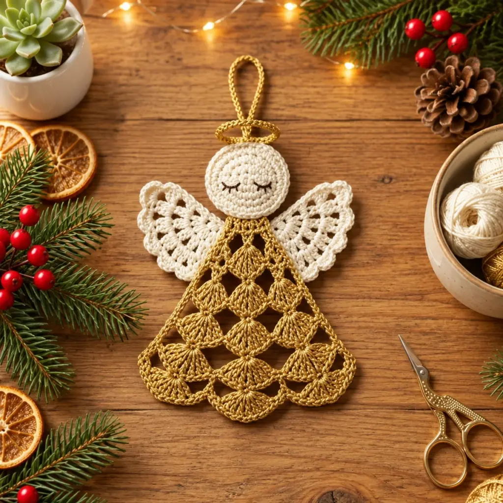 Golden Christmas Crochet Angel Ornament: A Festive Delight! article image 4