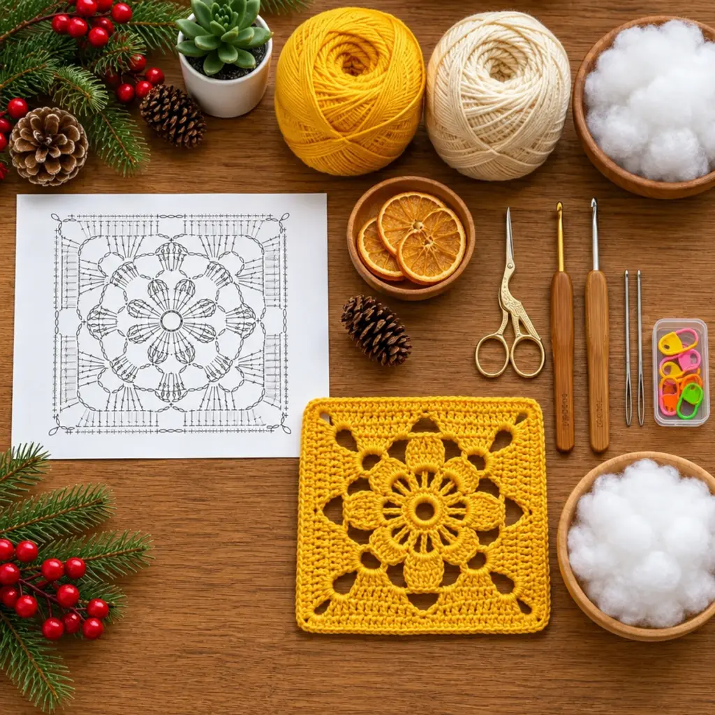 Golden Flower Granny Square : A Cozy Crochet Delight article image 2