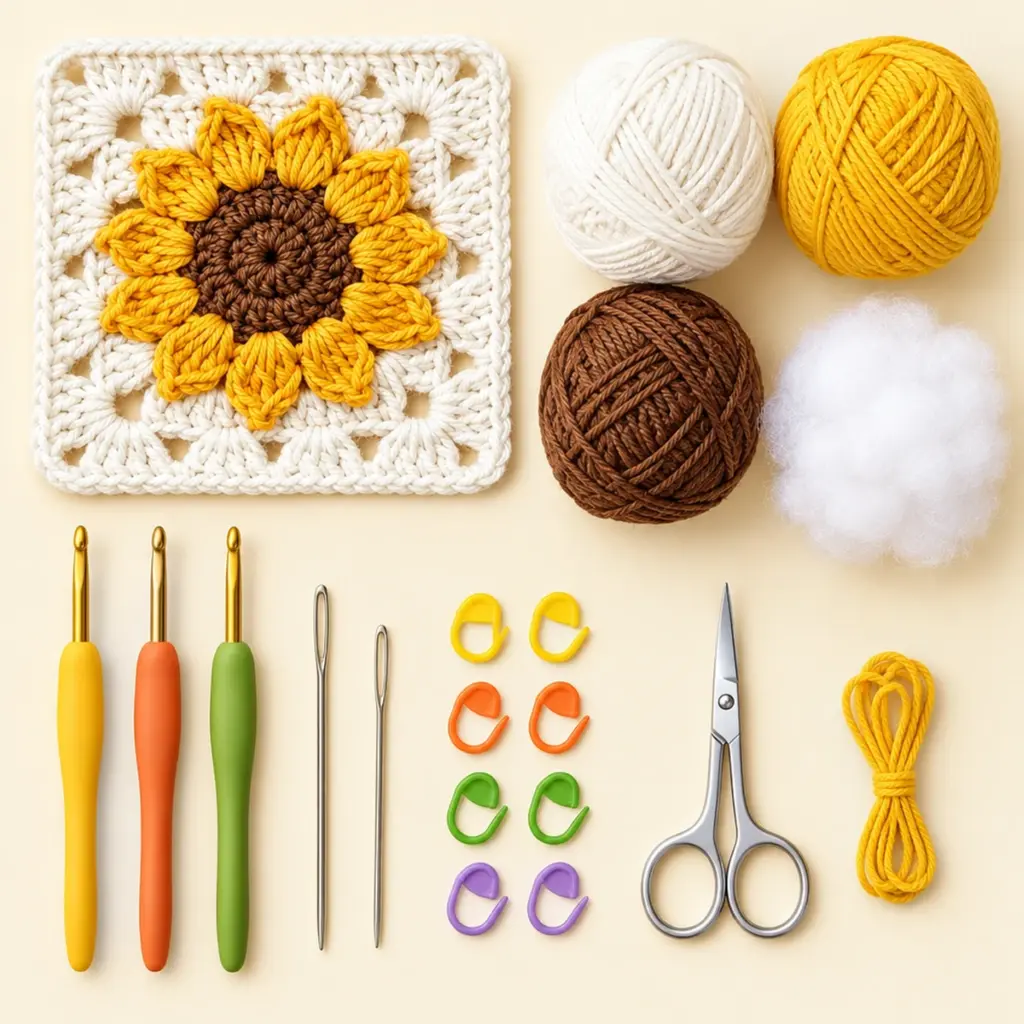 Golden Sunflower Granny Square : Cozy Crochet Delight article image 2