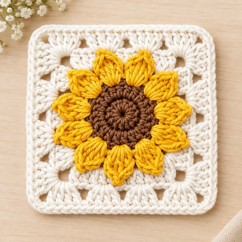 Golden Sunflower Granny Square : Cozy Crochet Delight article image 4