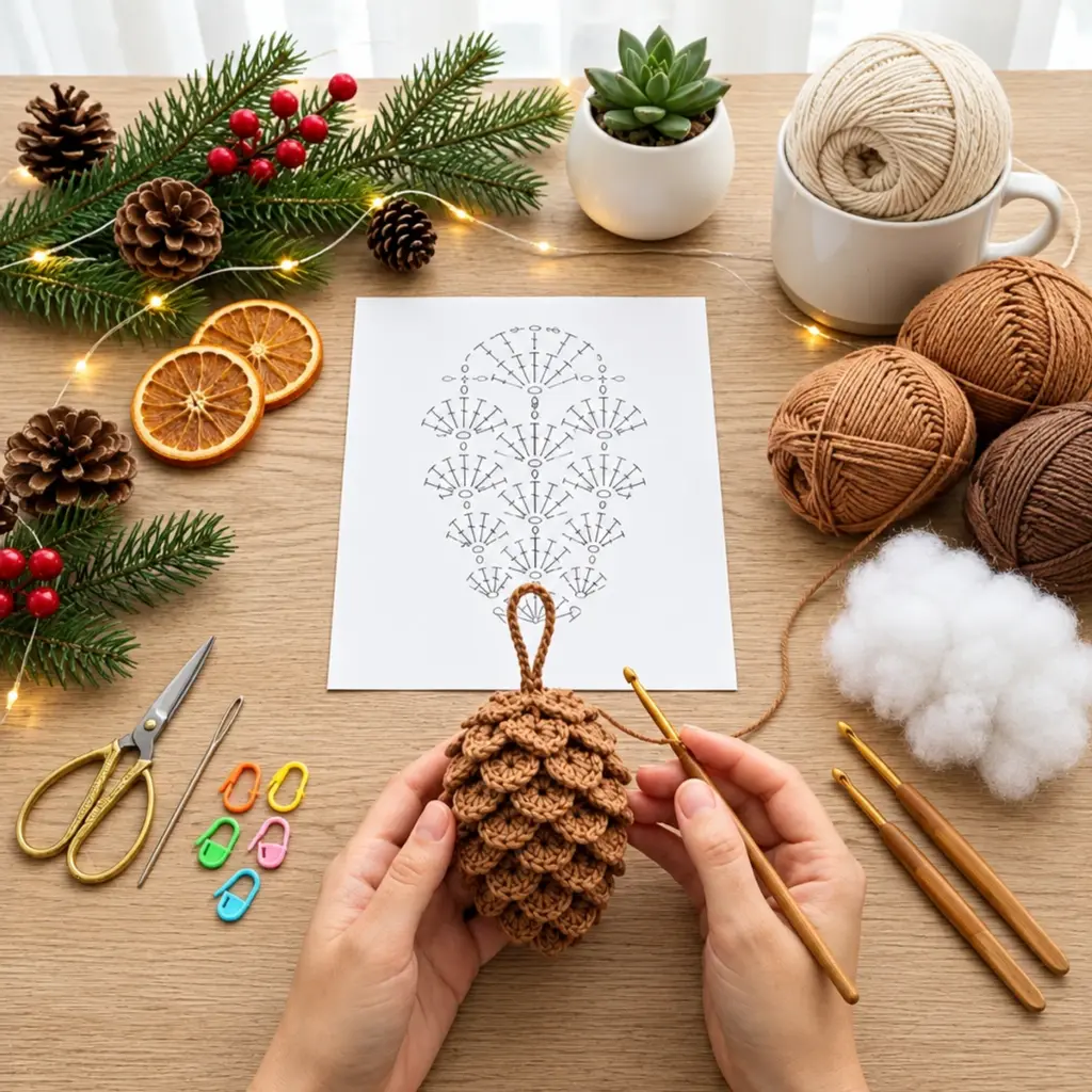 Handcrafted Pinecone Ornament: A Crochet Tutorial article image 2