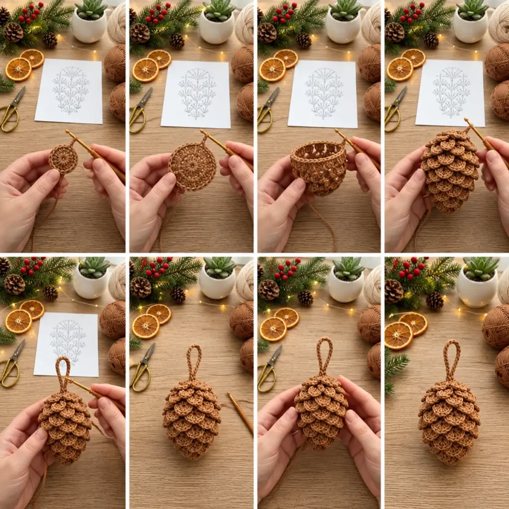 Handcrafted Pinecone Ornament: A Crochet Tutorial article image 3