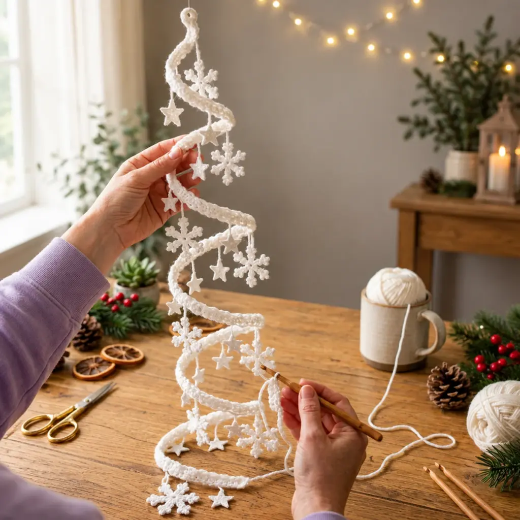 Hanging Christmas Snowflake Spiral Garland: Elegant & Easy Decor article image 4