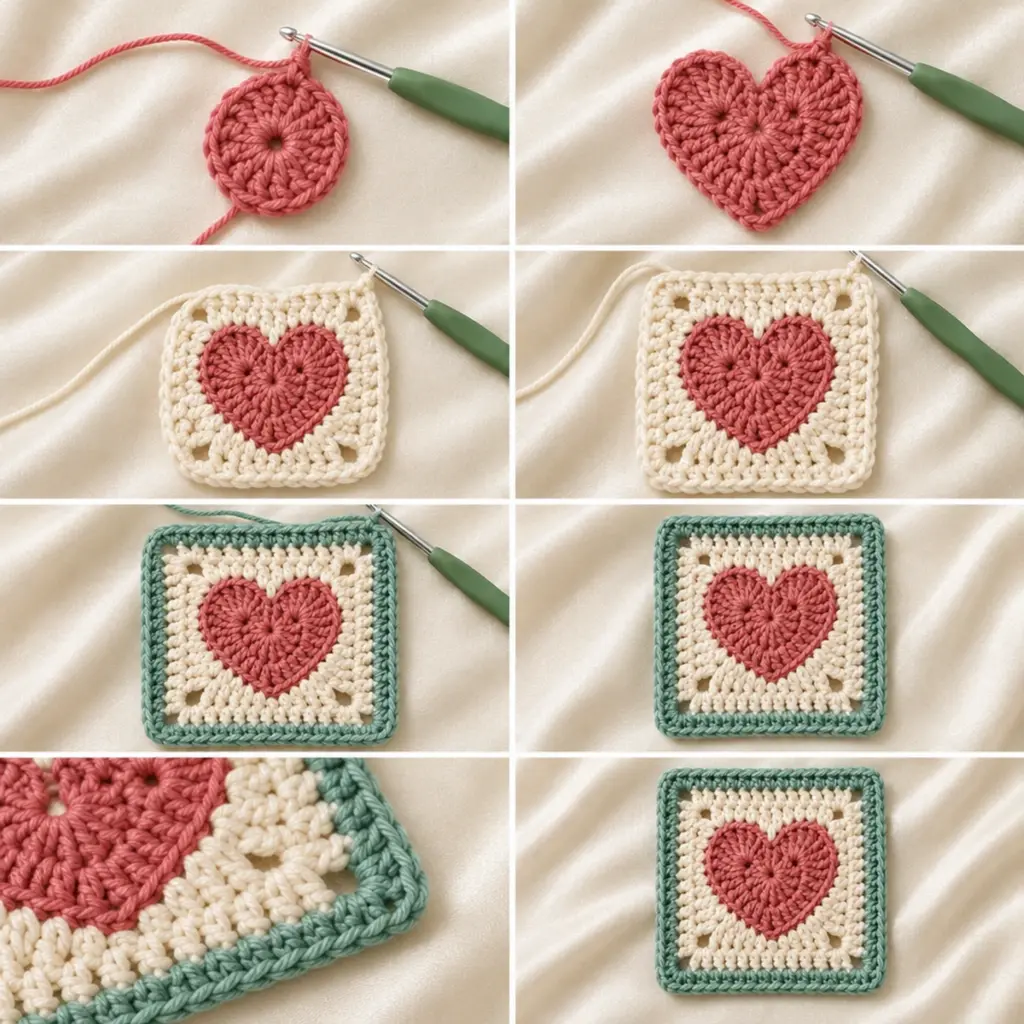 Heart Bloom Granny Square: Cozy Crochet with Heartfelt Charm article image 3