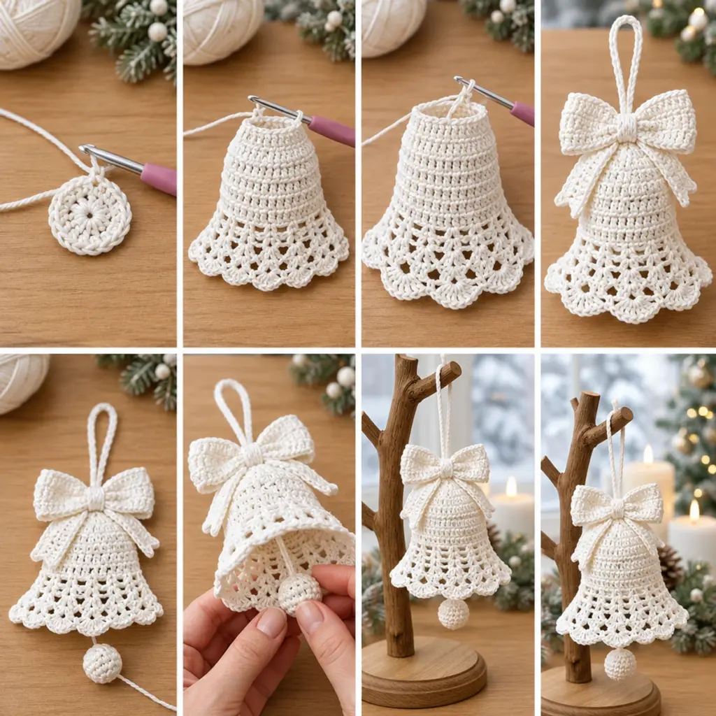 Delightful Ivory Crochet Christmas Bell Ornament to Craft Today! article image 3