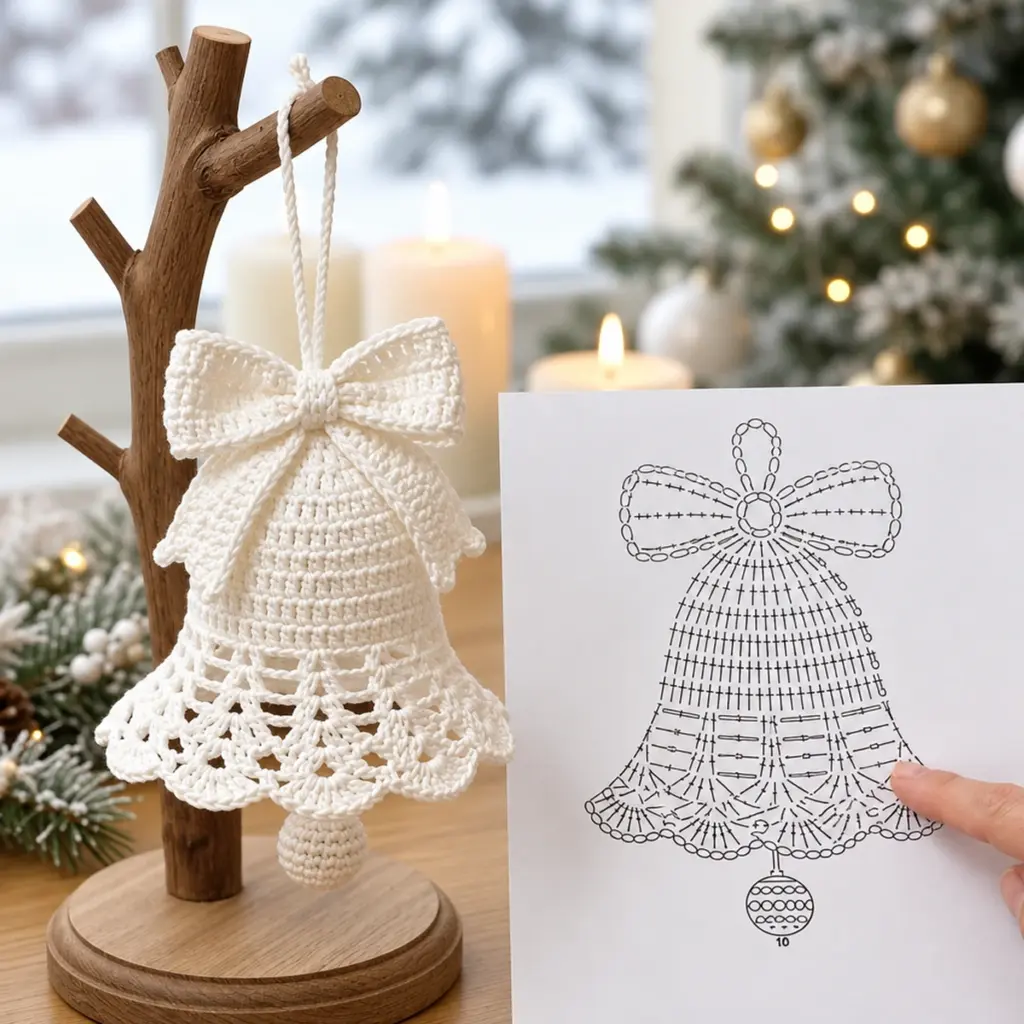 Delightful Ivory Crochet Christmas Bell Ornament to Craft Today! article image 4