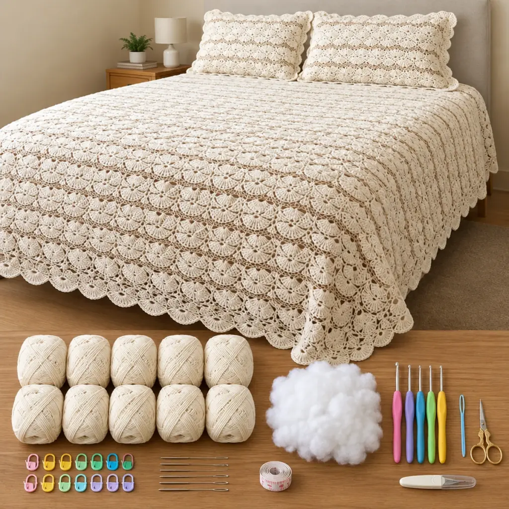 Ivory Royal Shell Lace Bedspread - Free Cozy Crochet Pattern article image 2