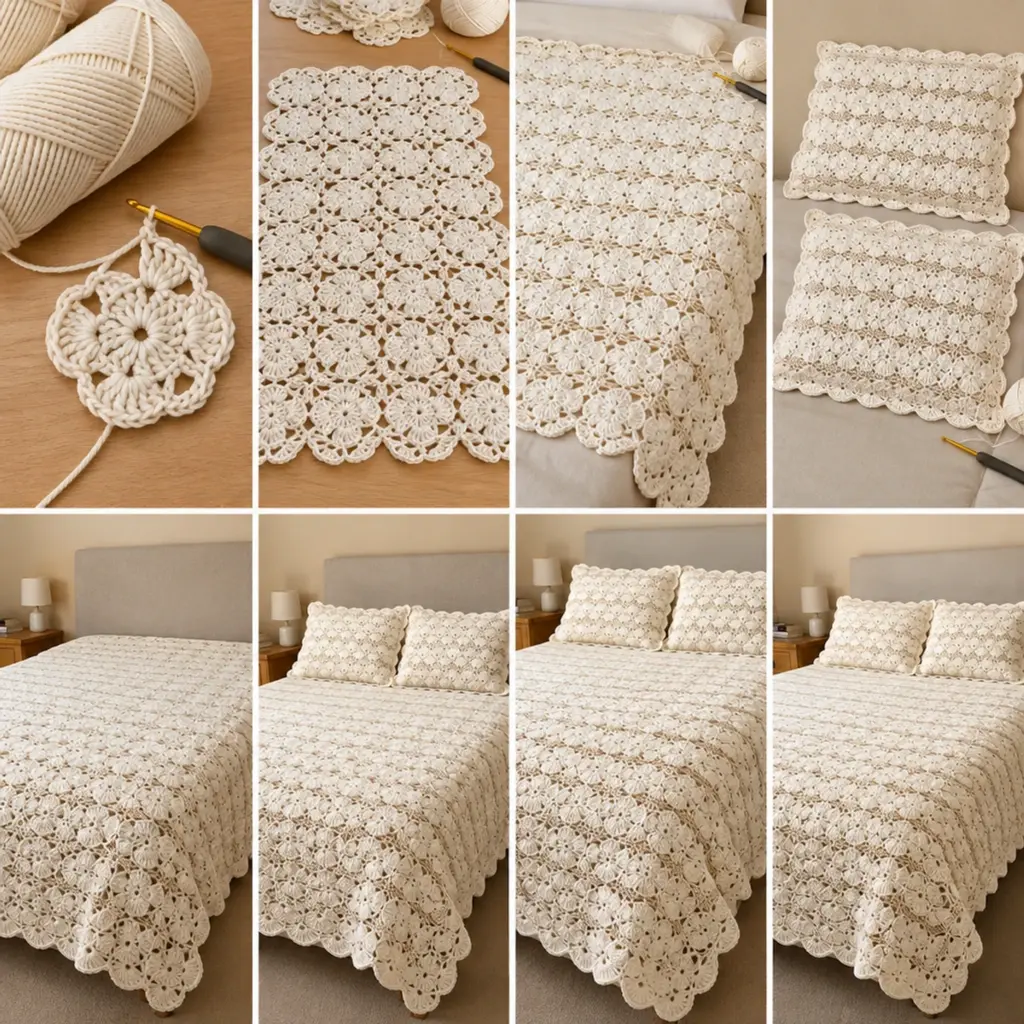 Ivory Royal Shell Lace Bedspread - Free Cozy Crochet Pattern article image 3