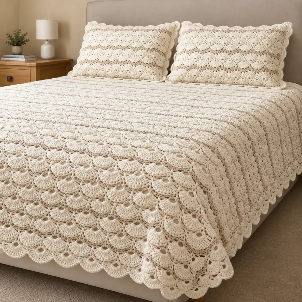 Ivory Royal Shell Lace Bedspread - Free Cozy Crochet Pattern article image 4