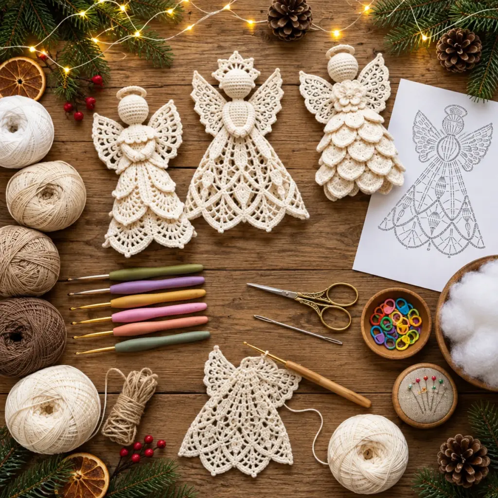 Ivory White Lace Christmas Angel Crochet Ornament Tutorial article image 2