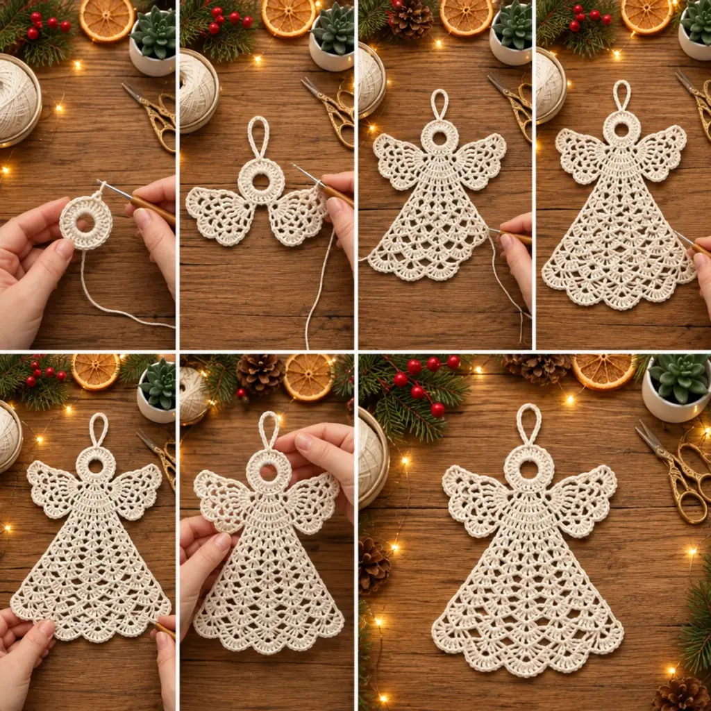 Ivory White Lace Crochet Christmas Angel Ornament: A Cozy DIY Delight article image 3