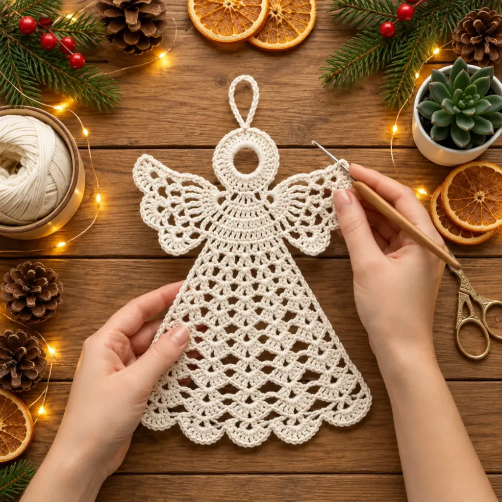 Ivory White Lace Crochet Christmas Angel Ornament: A Cozy DIY Delight article image 4