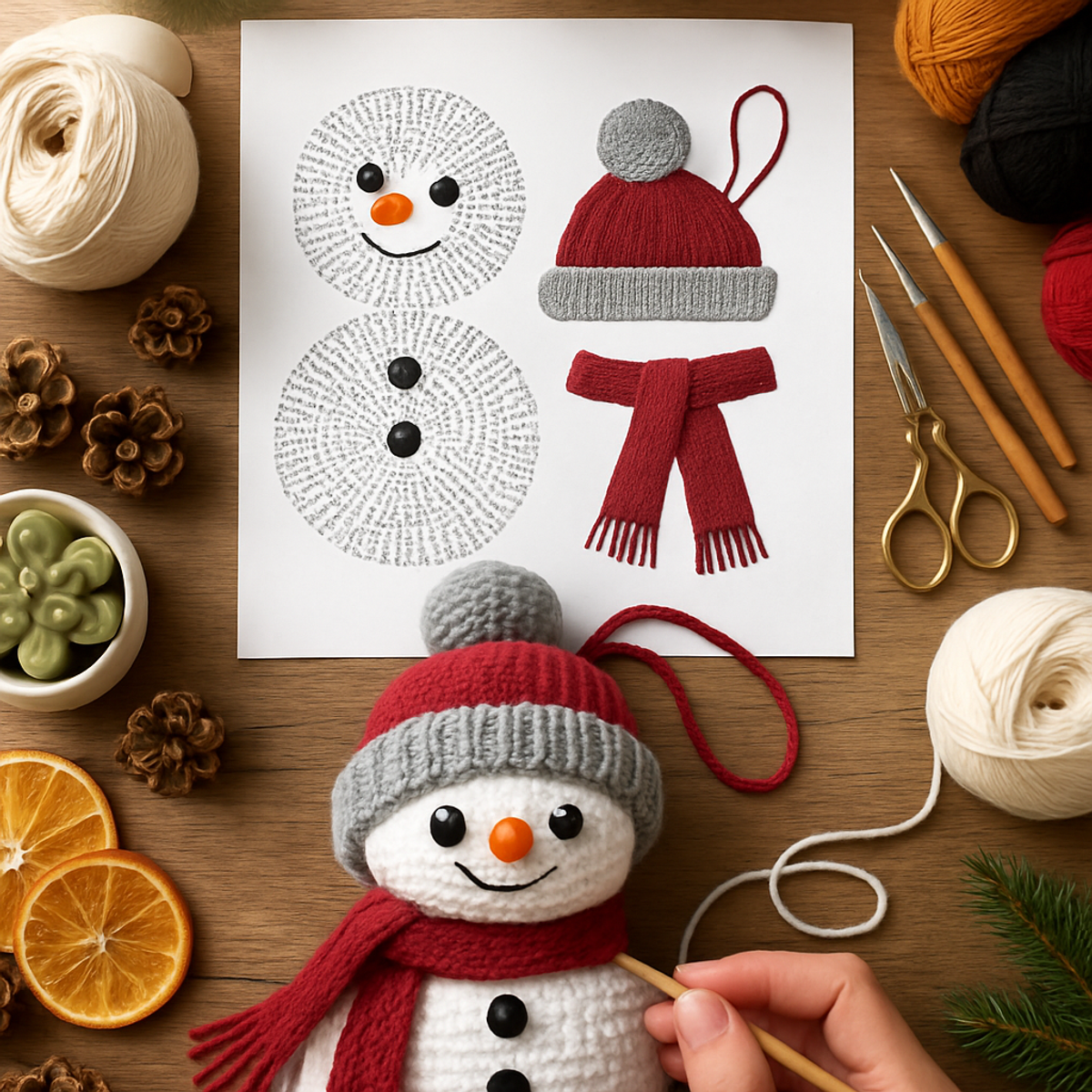 Kawaii Crochet Snowman Christmas Ornament: Cozy DIY Delight