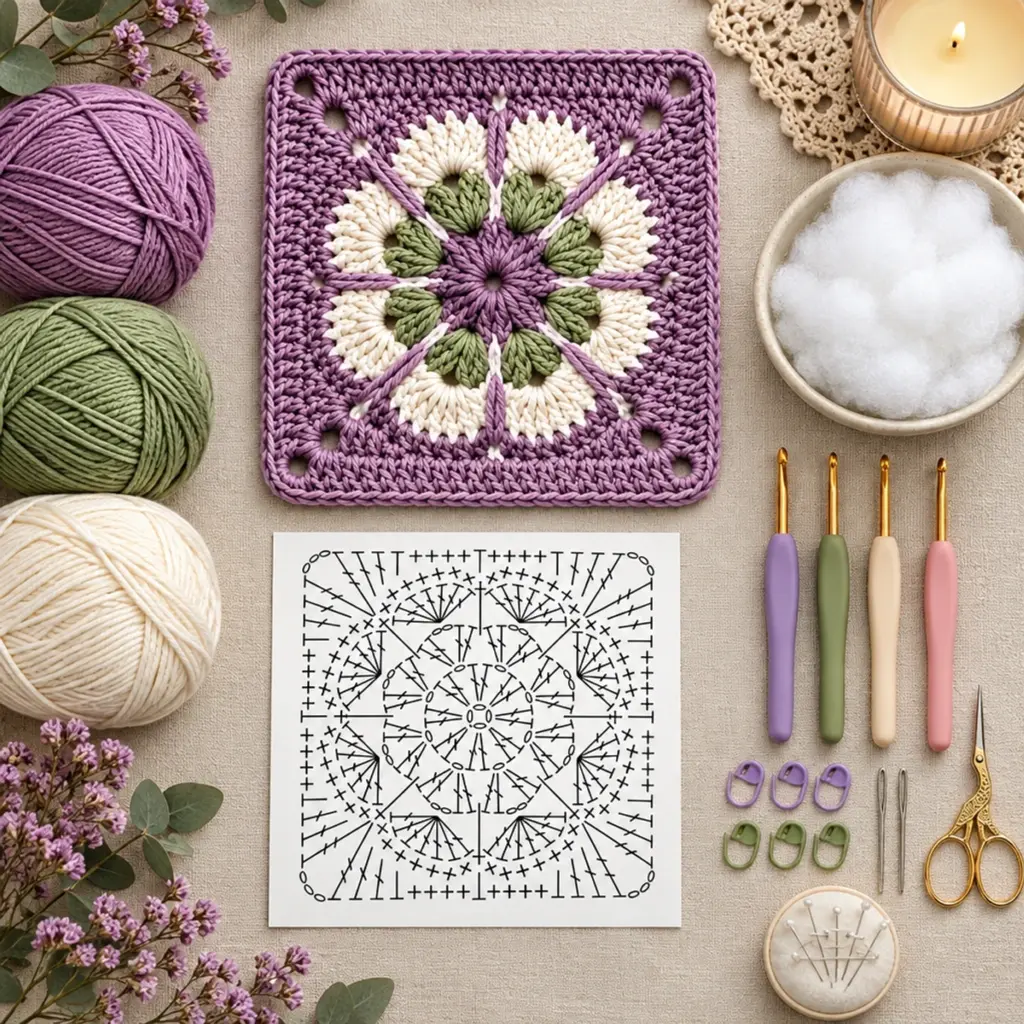 Lavender Sage Eight-Petal Floral Granny Square Tutorial article image 2