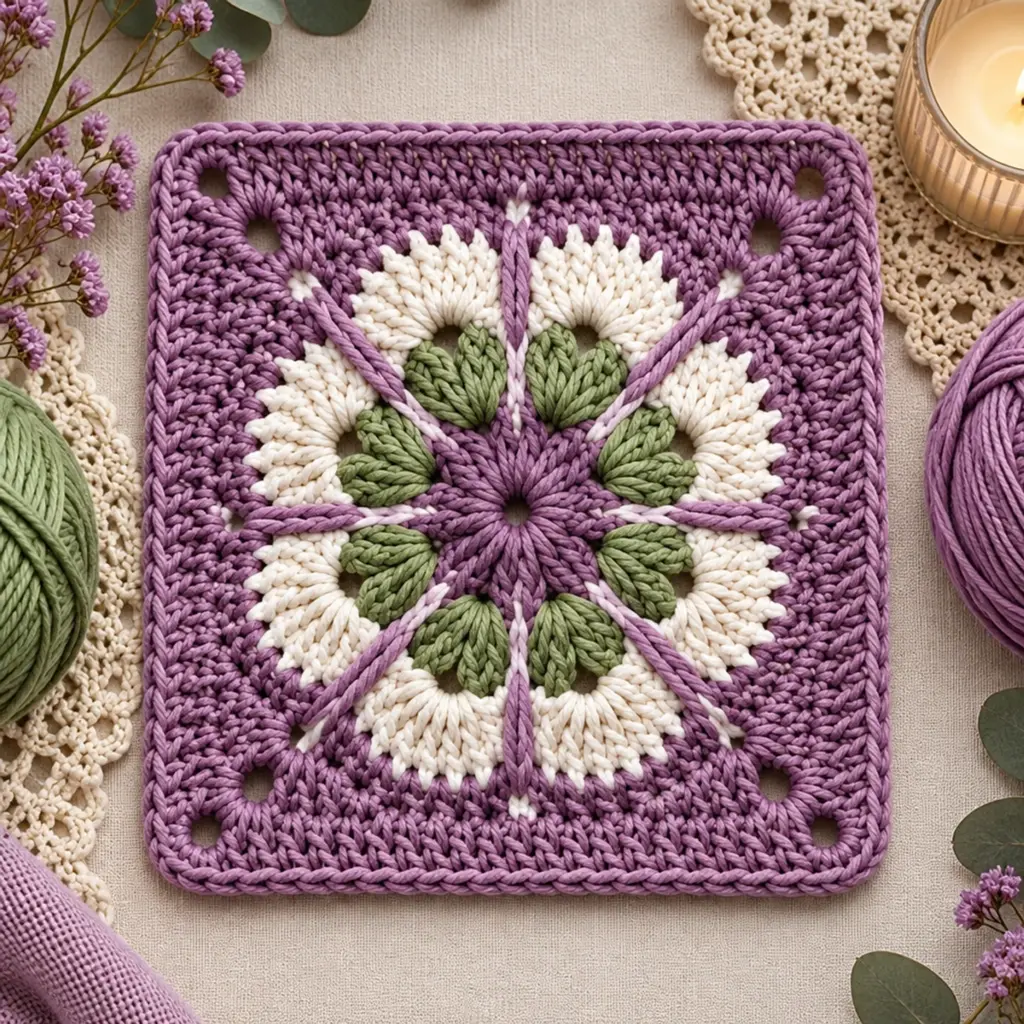 Lavender Sage Eight-Petal Floral Granny Square Tutorial article image 4