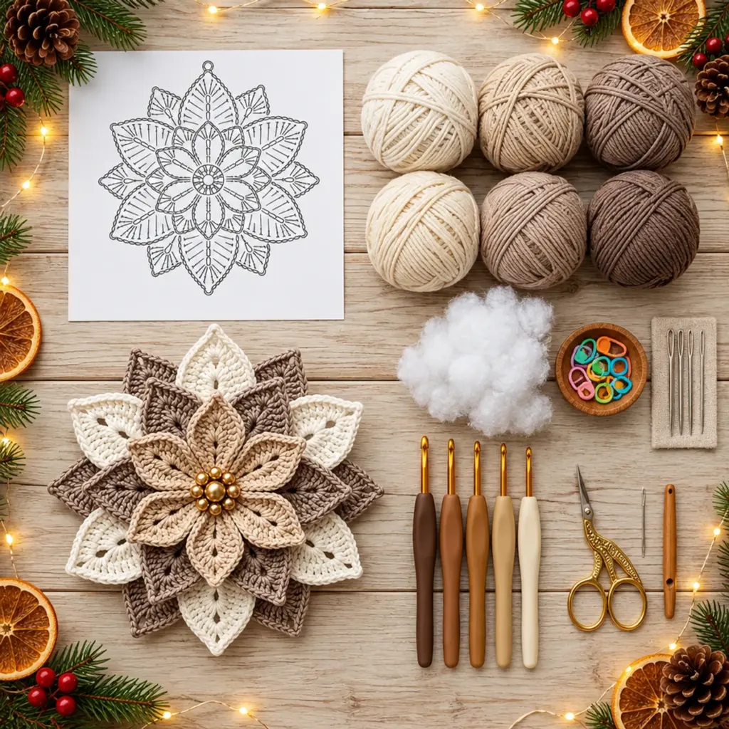 Layered Christmas Poinsettia Crochet Ornament: A Cozy Decor Delight article image 2