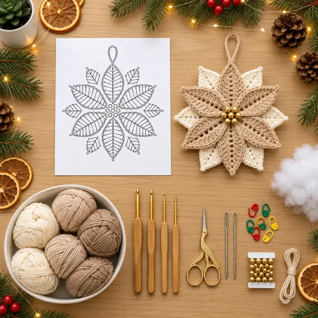Cozy Layered Poinsettia Crochet Christmas Ornament Tutorial article image 2