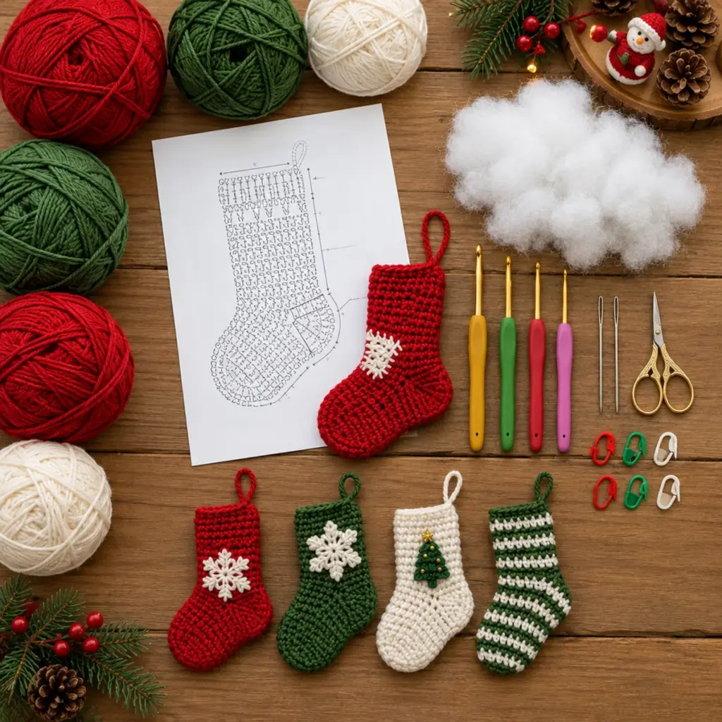Cozy Mini Christmas Crochet Stocking Ornaments to Make & Cherish article image 2