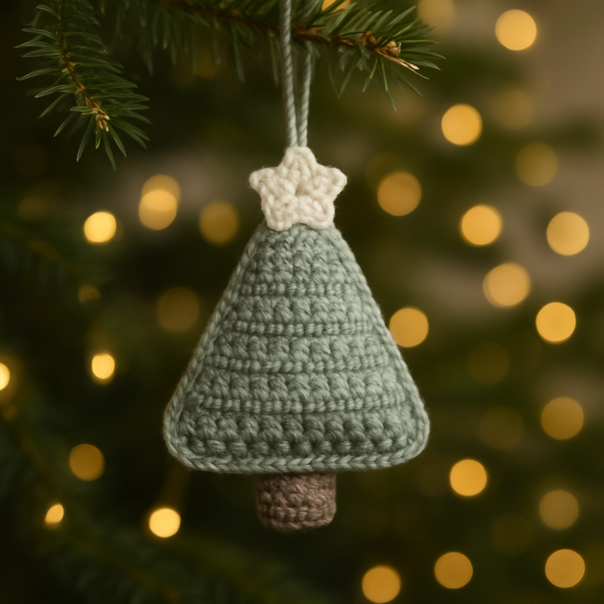 Cozy Mini Sage Crochet Christmas Tree Ornament Tutorial