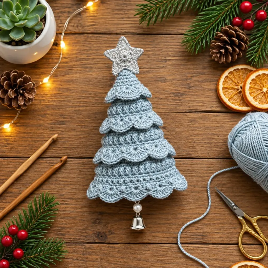 Miniature Silver Star Christmas Tree Crochet Ornament Bliss article image 4