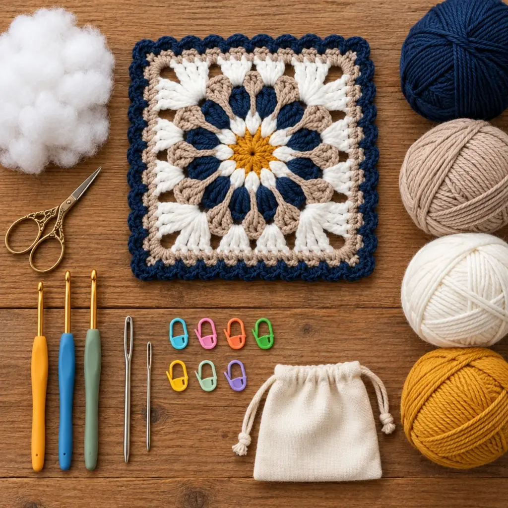 Navy Blue Floral Lace Granny Square: Quick Crochet Delight article image 2