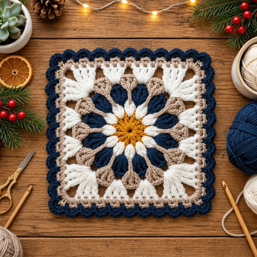 Navy Blue Floral Lace Granny Square: Quick Crochet Delight article image 4