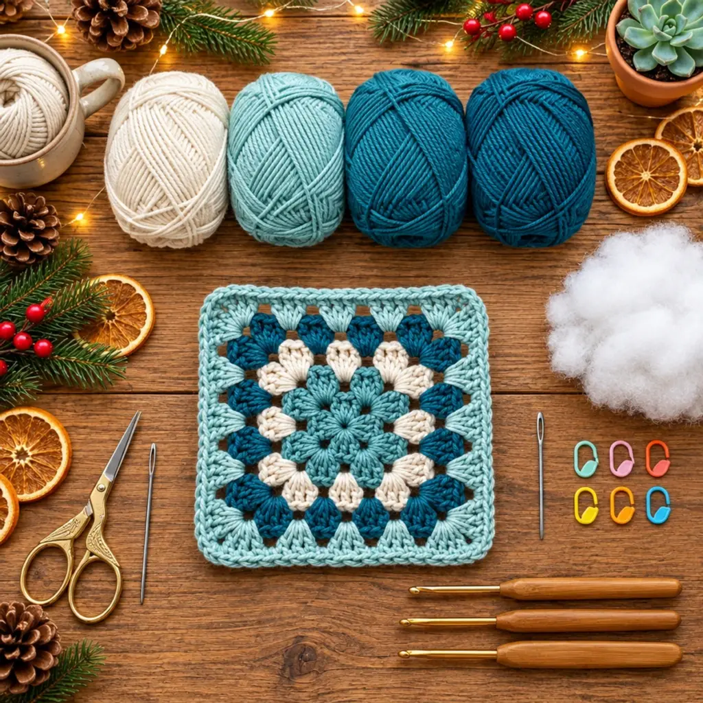 Ocean Blue and Ivory Floral Granny Square: A Cozy DIY Delight article image 2