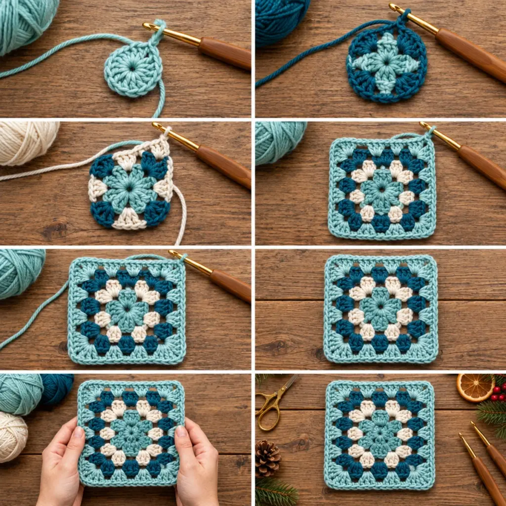 Ocean Blue and Ivory Floral Granny Square: A Cozy DIY Delight article image 3