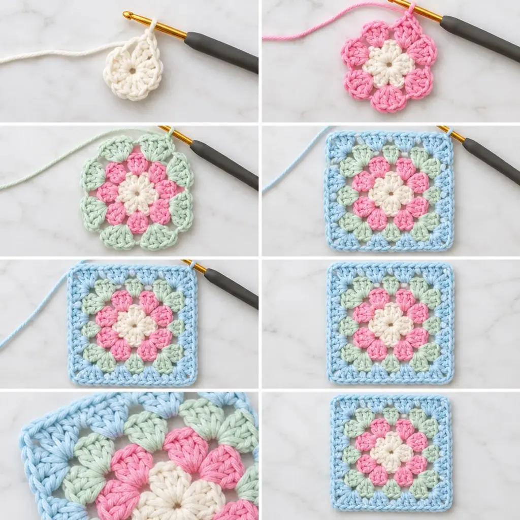 Pastel Bloom Flower Granny Square: Create Your Cozy Decor article image 3