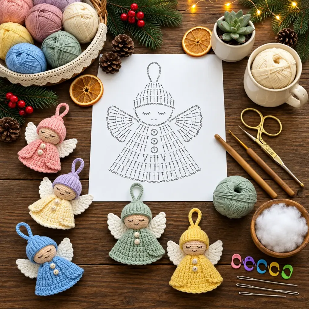 Delightful Pastel Crochet Sleeping Angel Christmas Ornaments article image 2