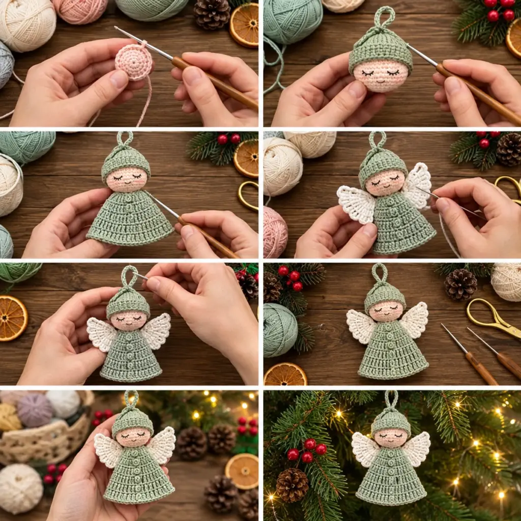 Delightful Pastel Crochet Sleeping Angel Christmas Ornaments article image 3