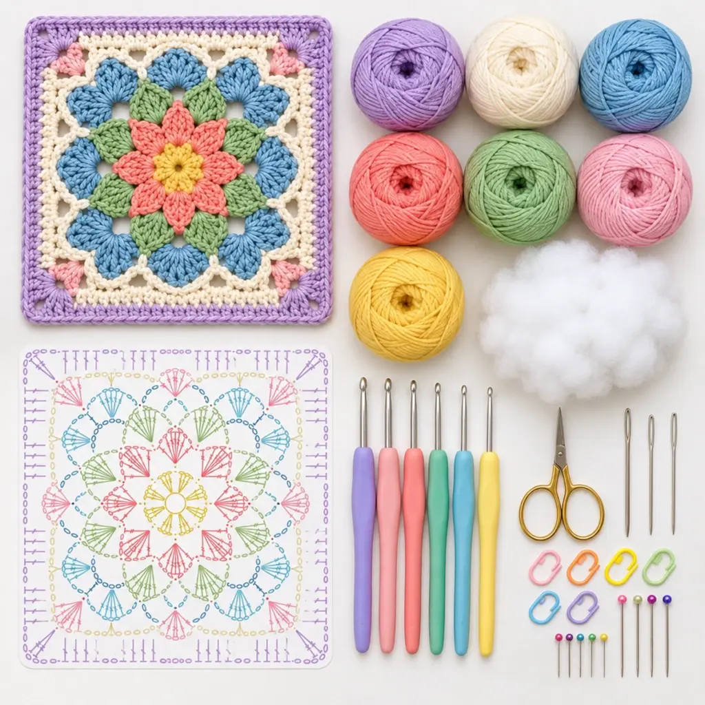 Pastel Layered Floral Granny Square: A Cozy Crochet Journey article image 2