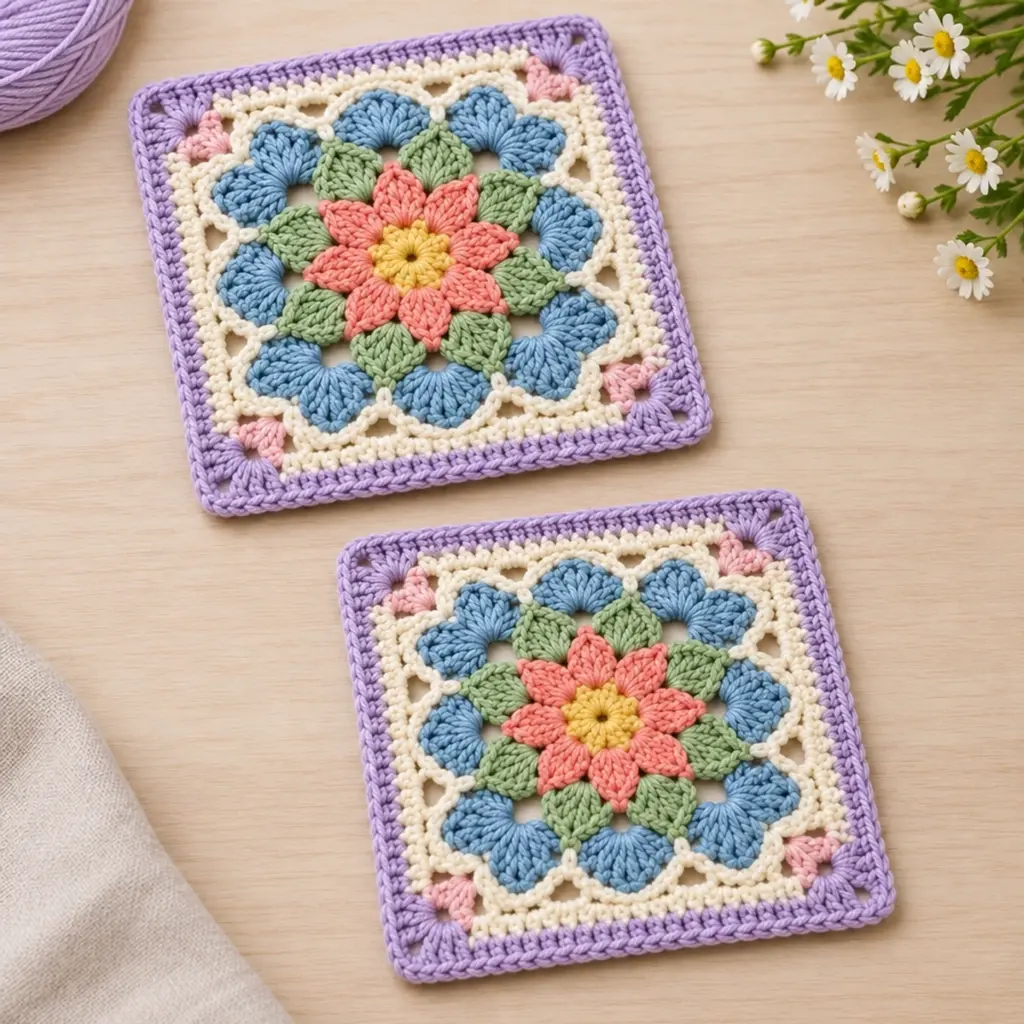 Pastel Layered Floral Granny Square: A Cozy Crochet Journey article image 4