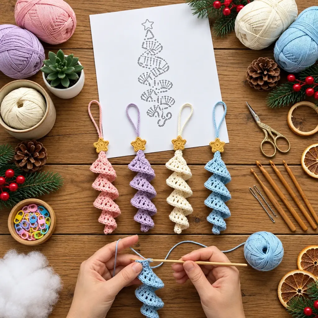Pastel Spiral Crochet Christmas Tree Ornaments: Easy & Cozy! article image 2