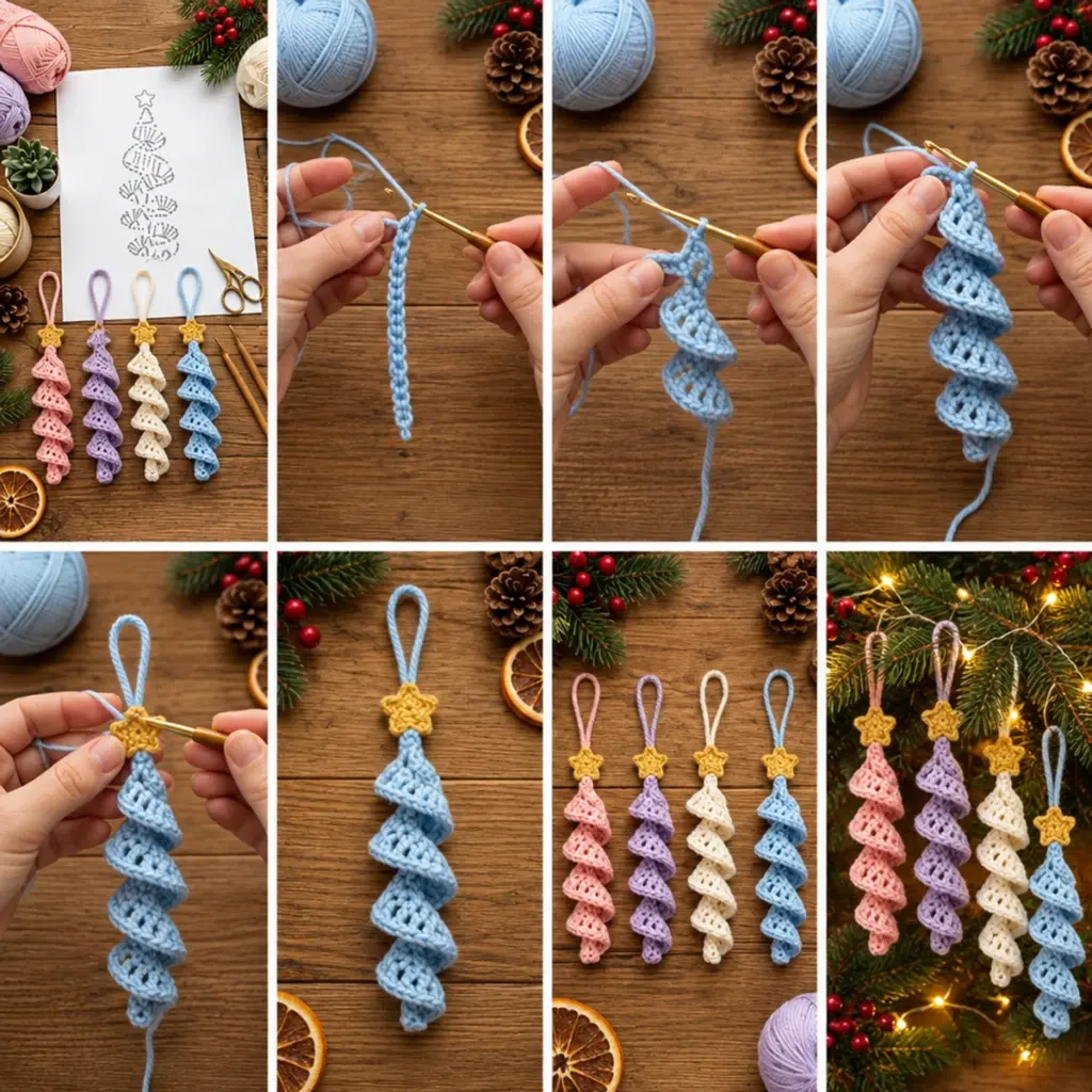 Pastel Spiral Crochet Christmas Tree Ornaments: Easy & Cozy! article image 3