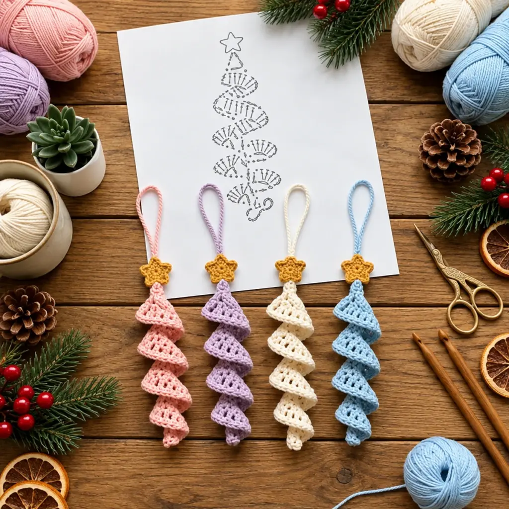 Pastel Spiral Crochet Christmas Tree Ornaments: Easy & Cozy! article image 4