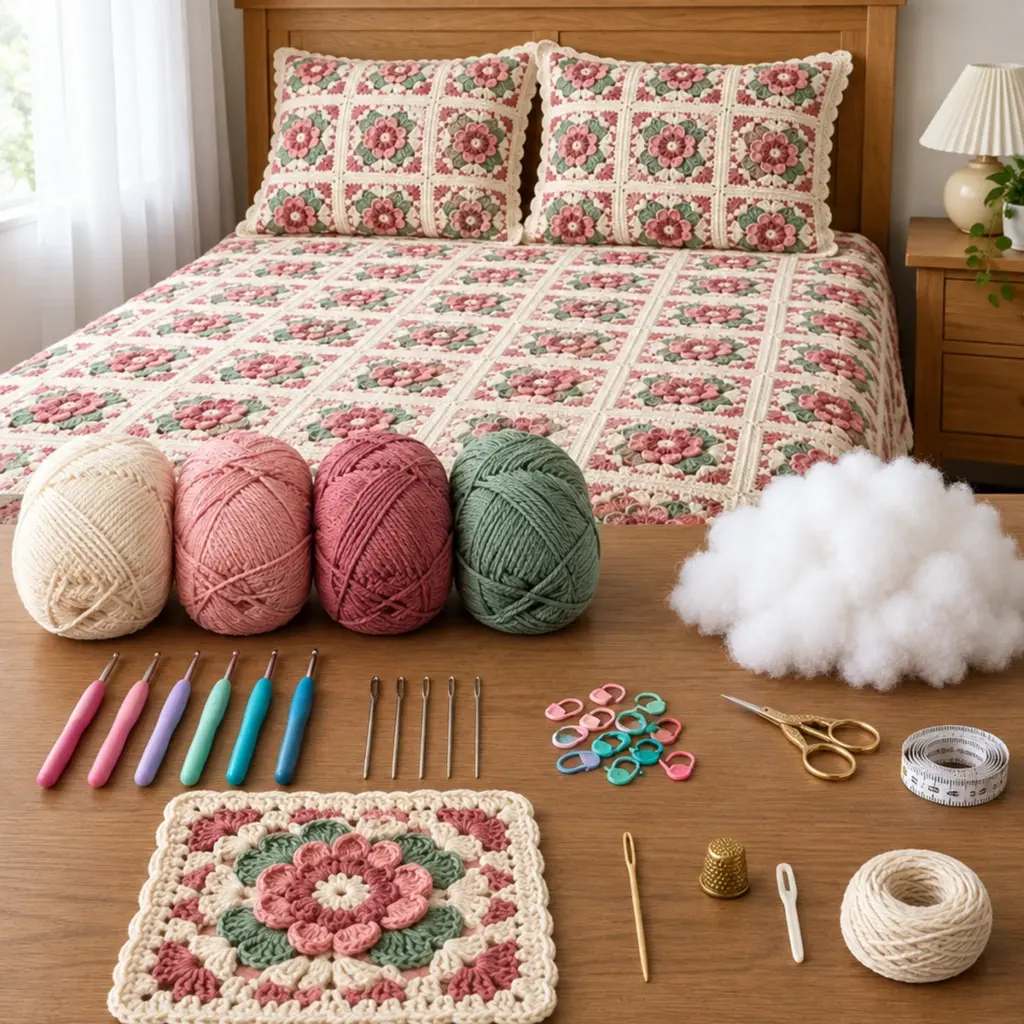 Romantic Pink Blossom Garden Crochet Bedspread Tutorial article image 2