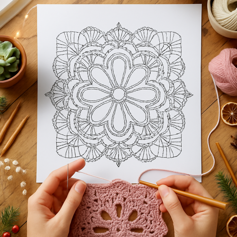 Stunning Pink Floral Lace Crochet Square for A Cozy Touch