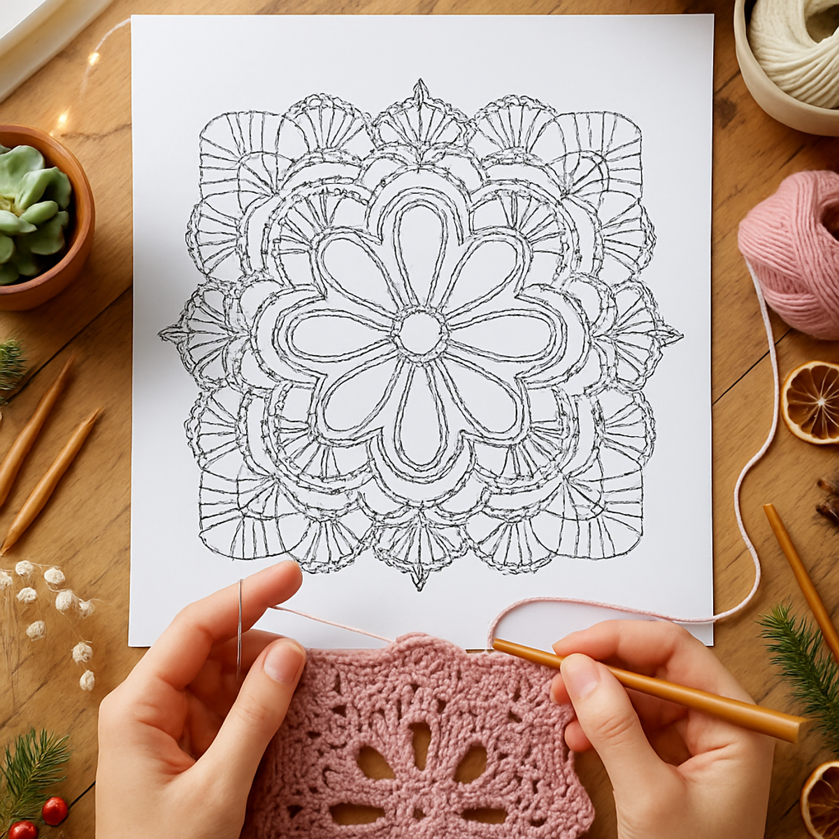 Stunning Pink Floral Lace Crochet Square for A Cozy Touch
