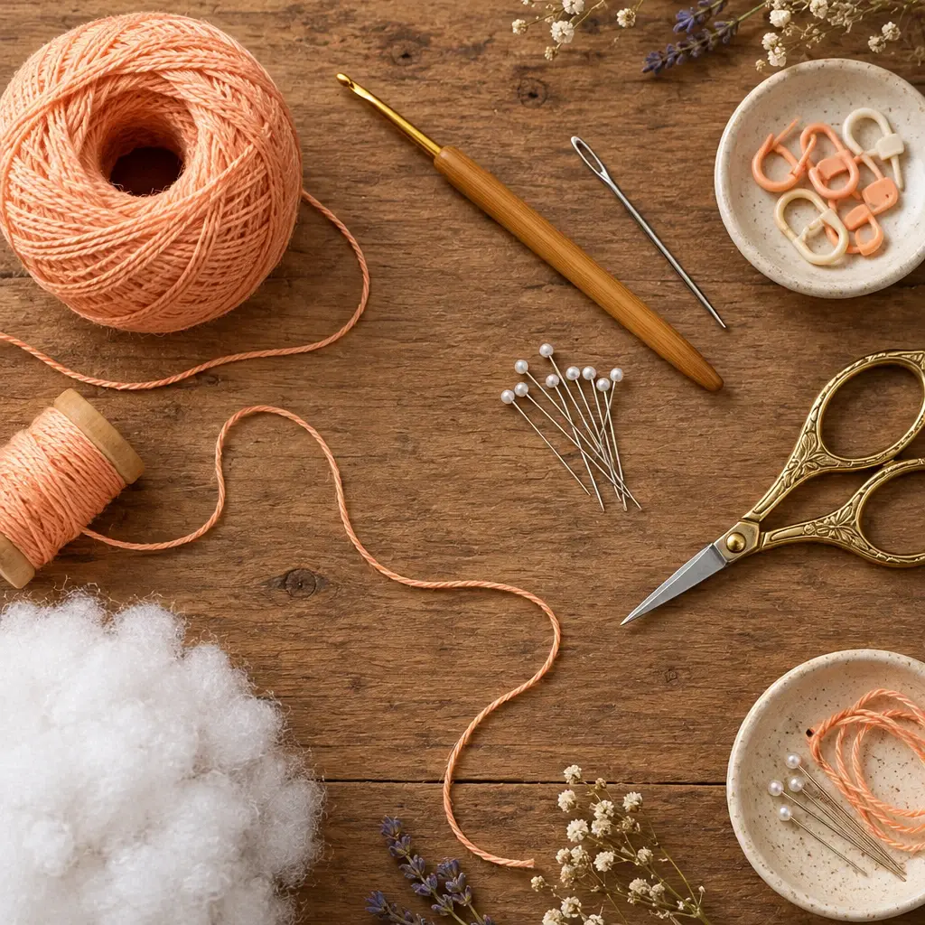 Materials and tools for this crochet project