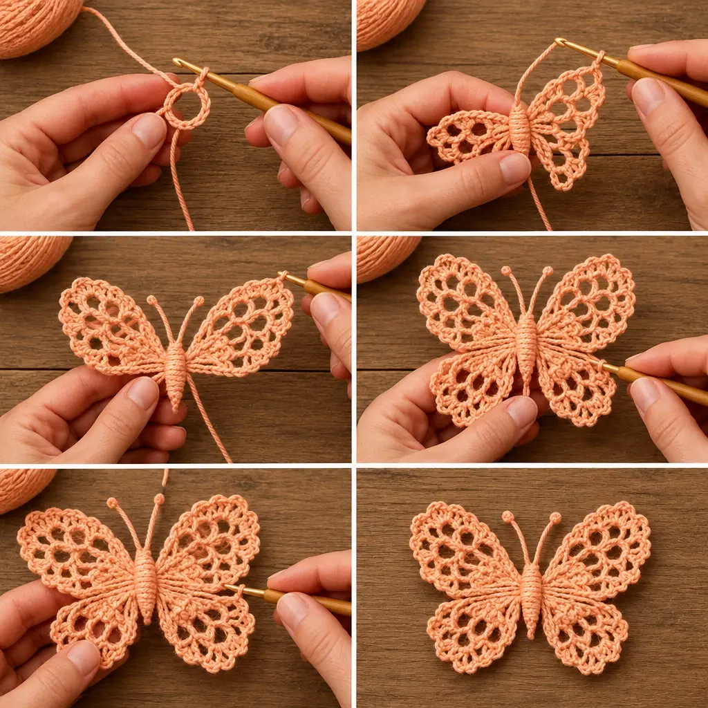 Step-by-step crochet project collage